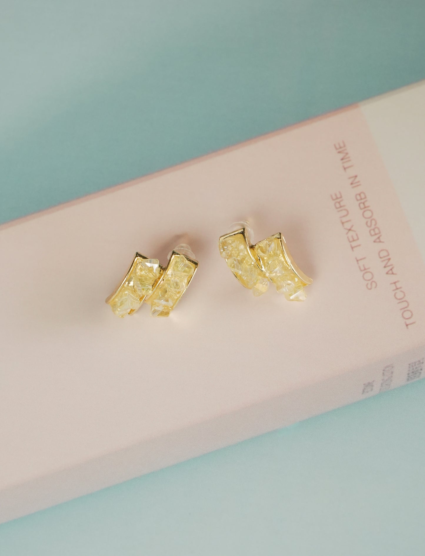 Golden Quartz Stone Hoops