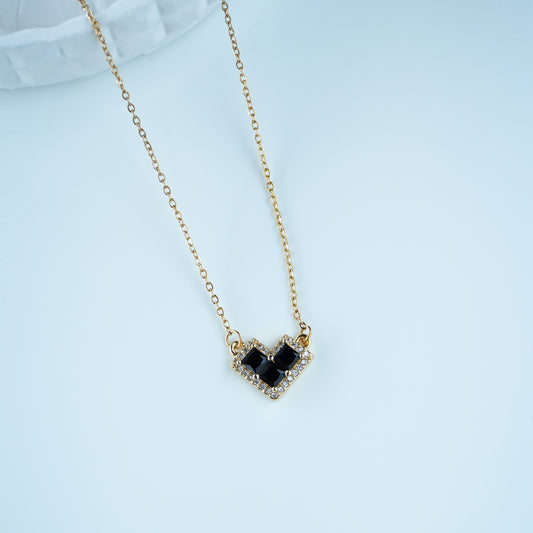 Black Whisper- Crystal Heart Necklace