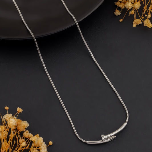 Silver Clasp – Minimal Nail Necklace