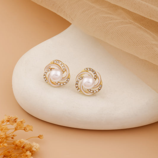 PearlTwirl – Crystal Swirl Stud Earrings