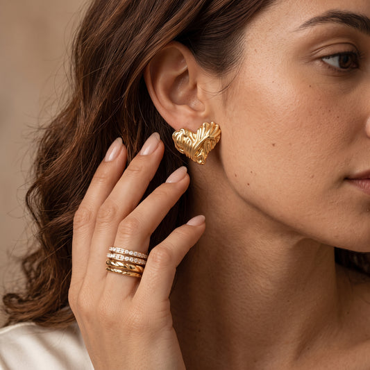 SolaceHeart – Sculpted Luxe Earrings