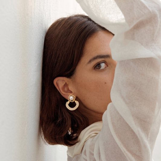 Aurevia – Textured Pearl Drop Earrings