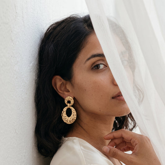 Solmera – Handcrafted Hammered Drop Earrings