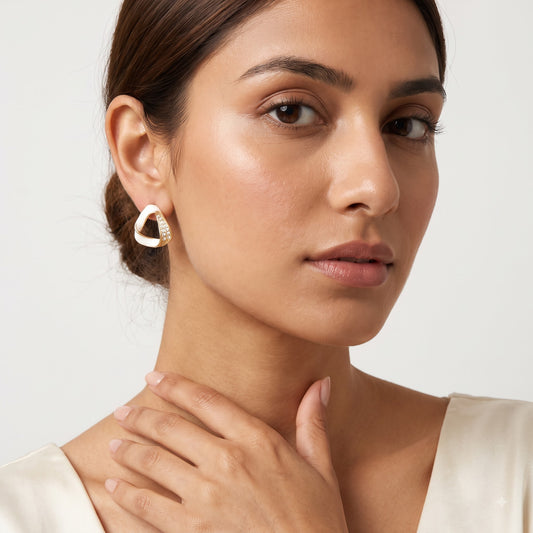 Ivory Gleam – Enamel Crystal Studs