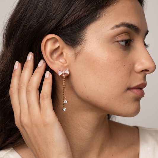 Areum – Ribbon Chain Earrings