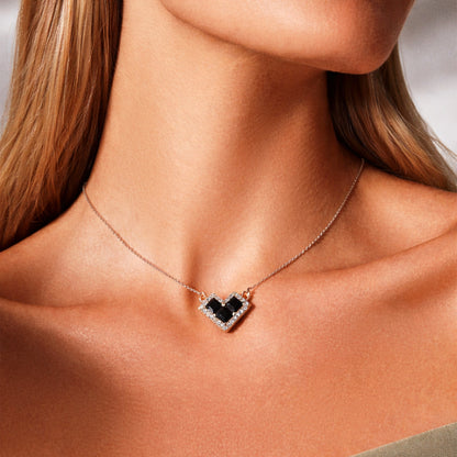 Black Whisper- Crystal Heart Necklace