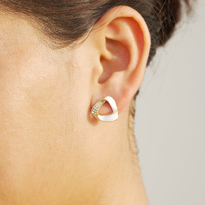 Ivory Gleam – Enamel Crystal Studs