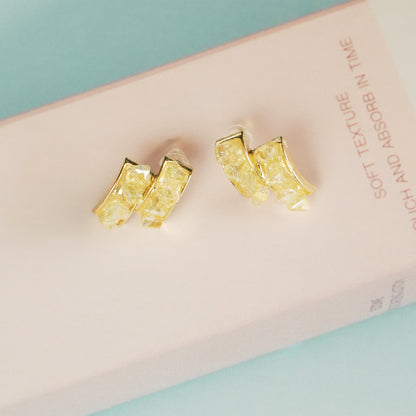 Golden Quartz Stone Hoops