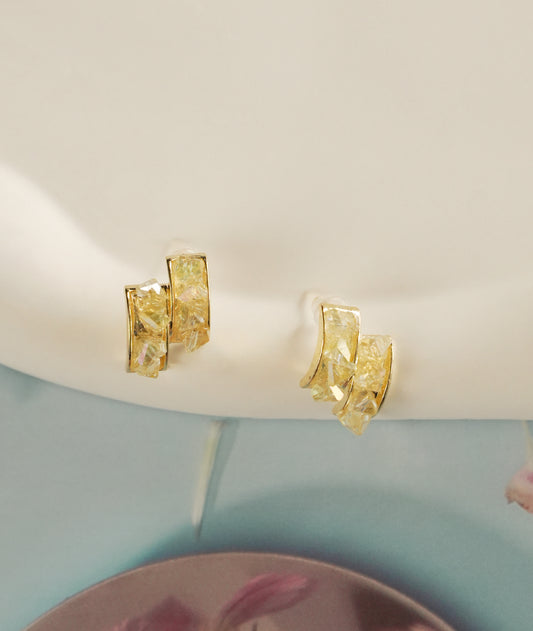 Golden Quartz Stone Hoops