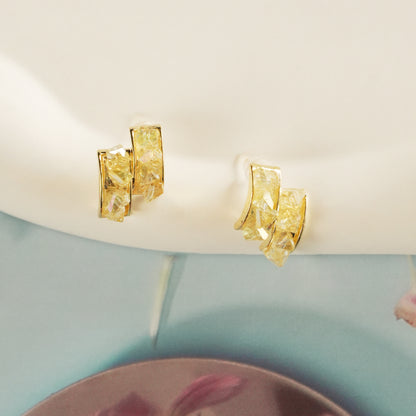 Golden Quartz Stone Hoops