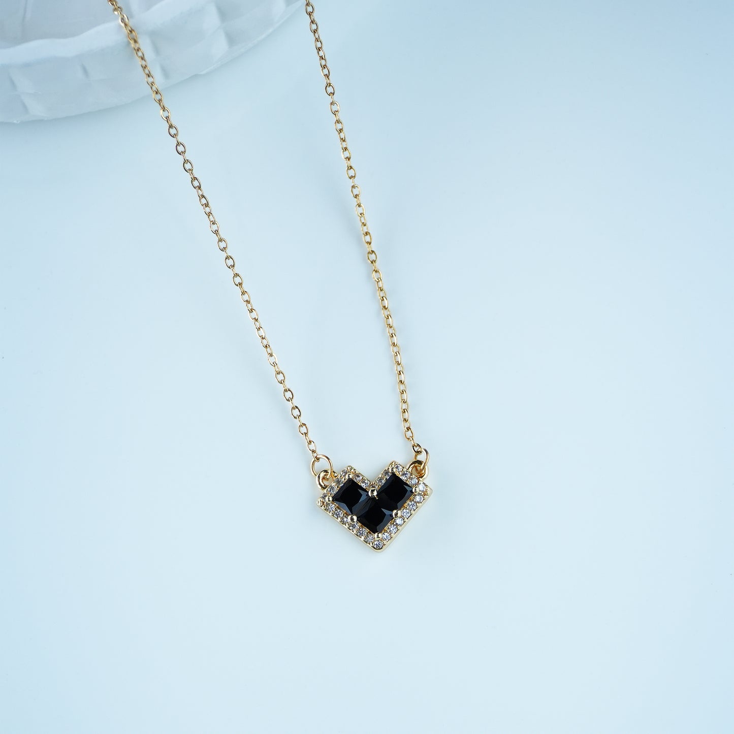 Black Whisper- Crystal Heart Necklace