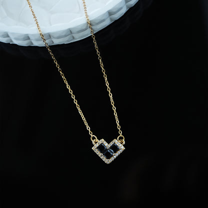 Black Whisper- Crystal Heart Necklace