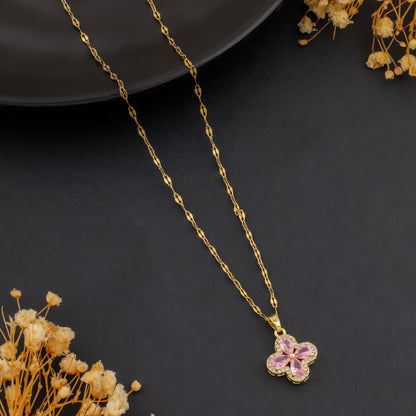 Blush Charm – Pink Floral Pendant Necklace
