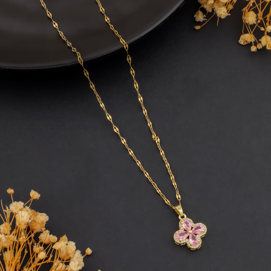 Blush Charm – Pink Floral Pendant Necklace