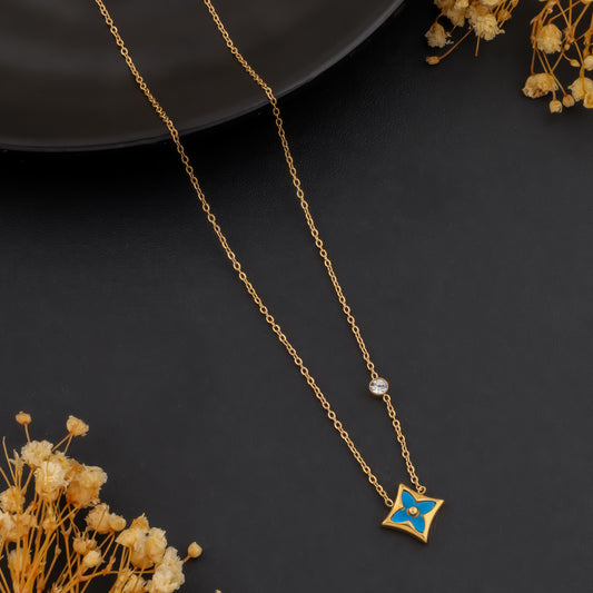 🔷 Skybelle – Enamel Pendant Necklace