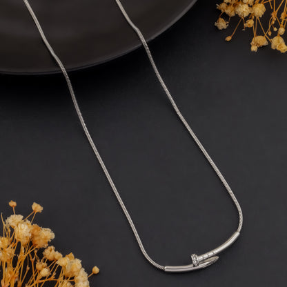 Silver Clasp – Minimal Nail Necklace