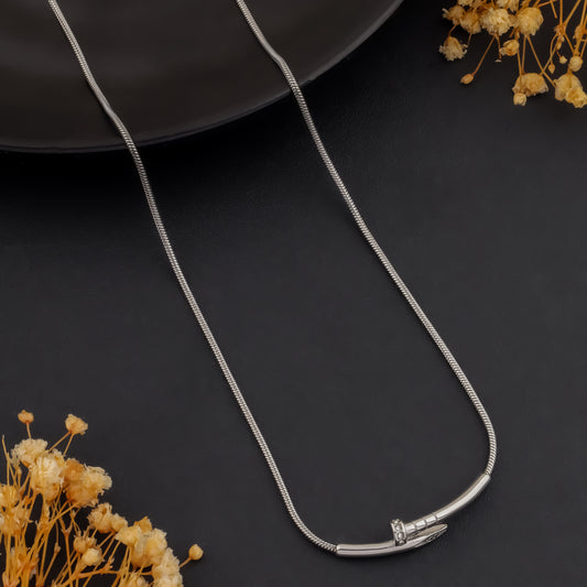 Silver Clasp – Minimal Nail Necklace