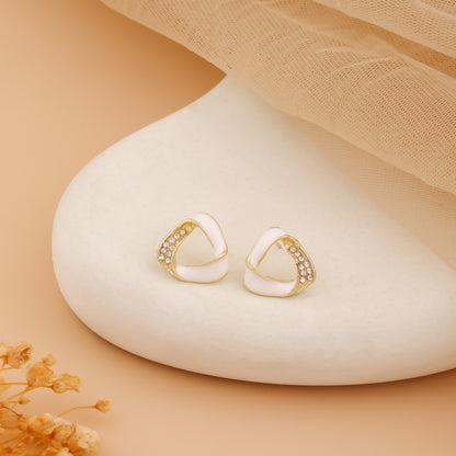 Ivory Gleam – Enamel Crystal Studs