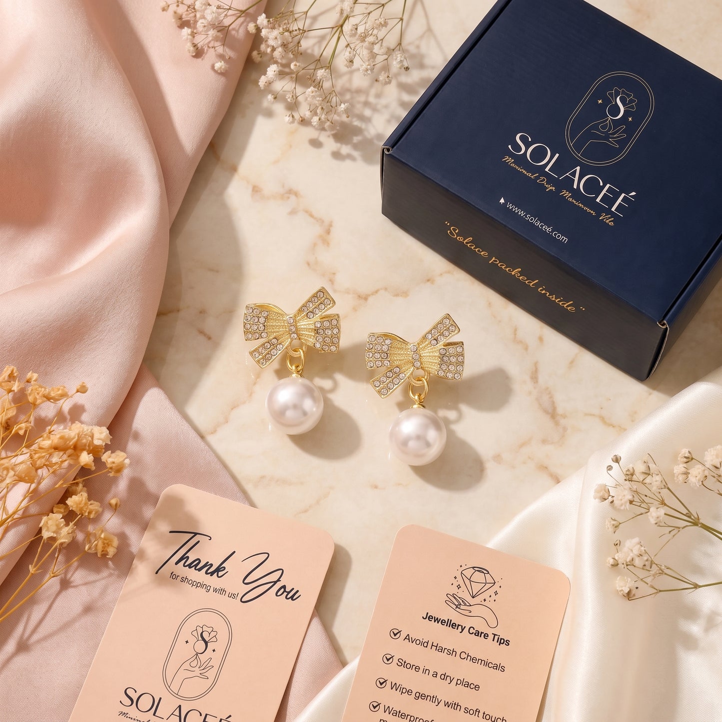 GlitzBelle – Pearl Drop Earrings