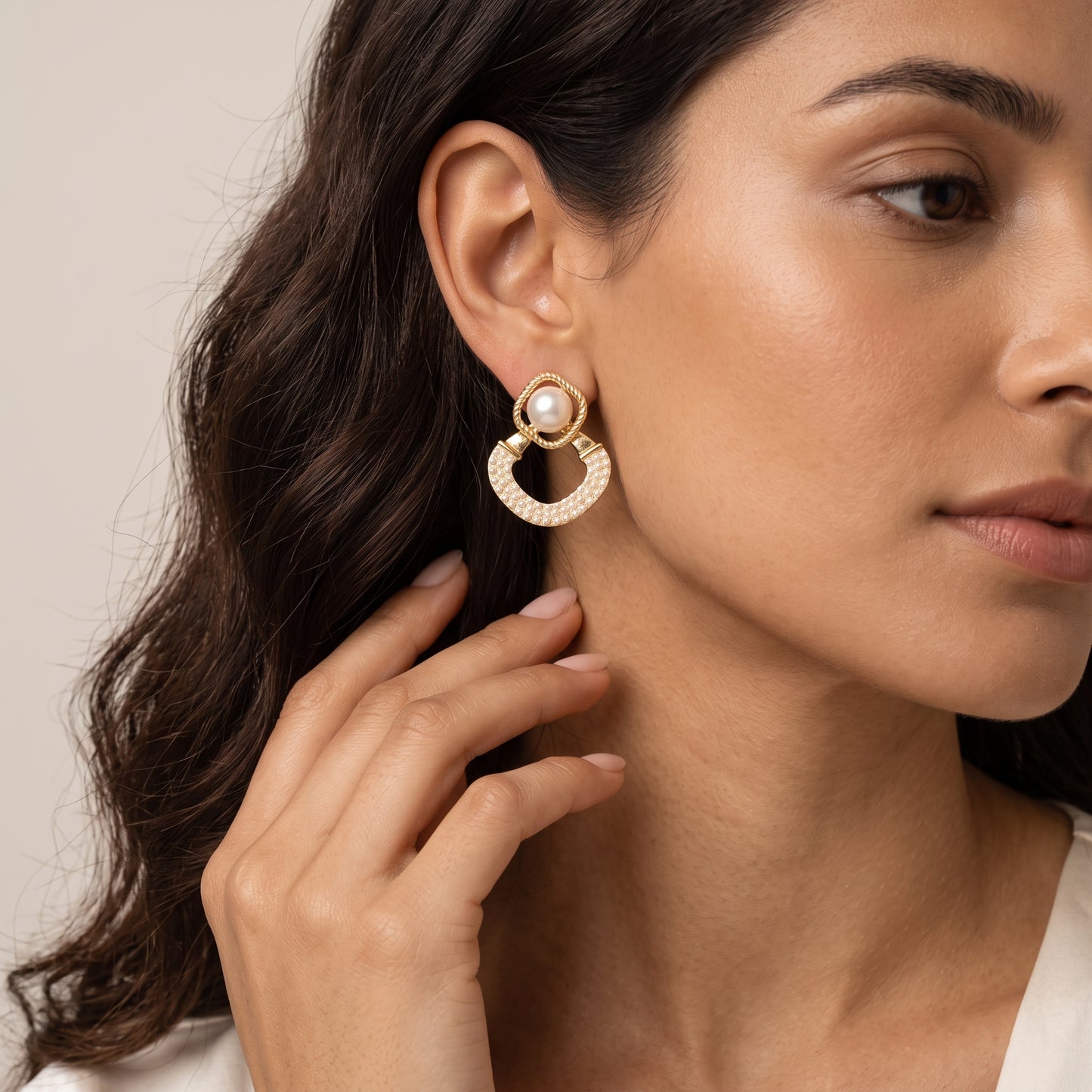 Aurevia – Textured Pearl Drop Earrings
