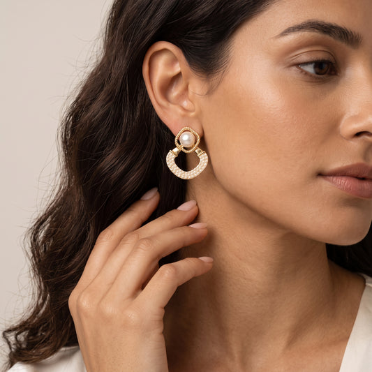 Aurevia – Textured Pearl Drop Earrings