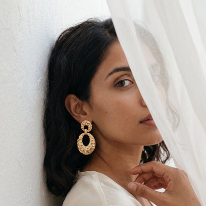 Solmera – Handcrafted Hammered Drop Earrings