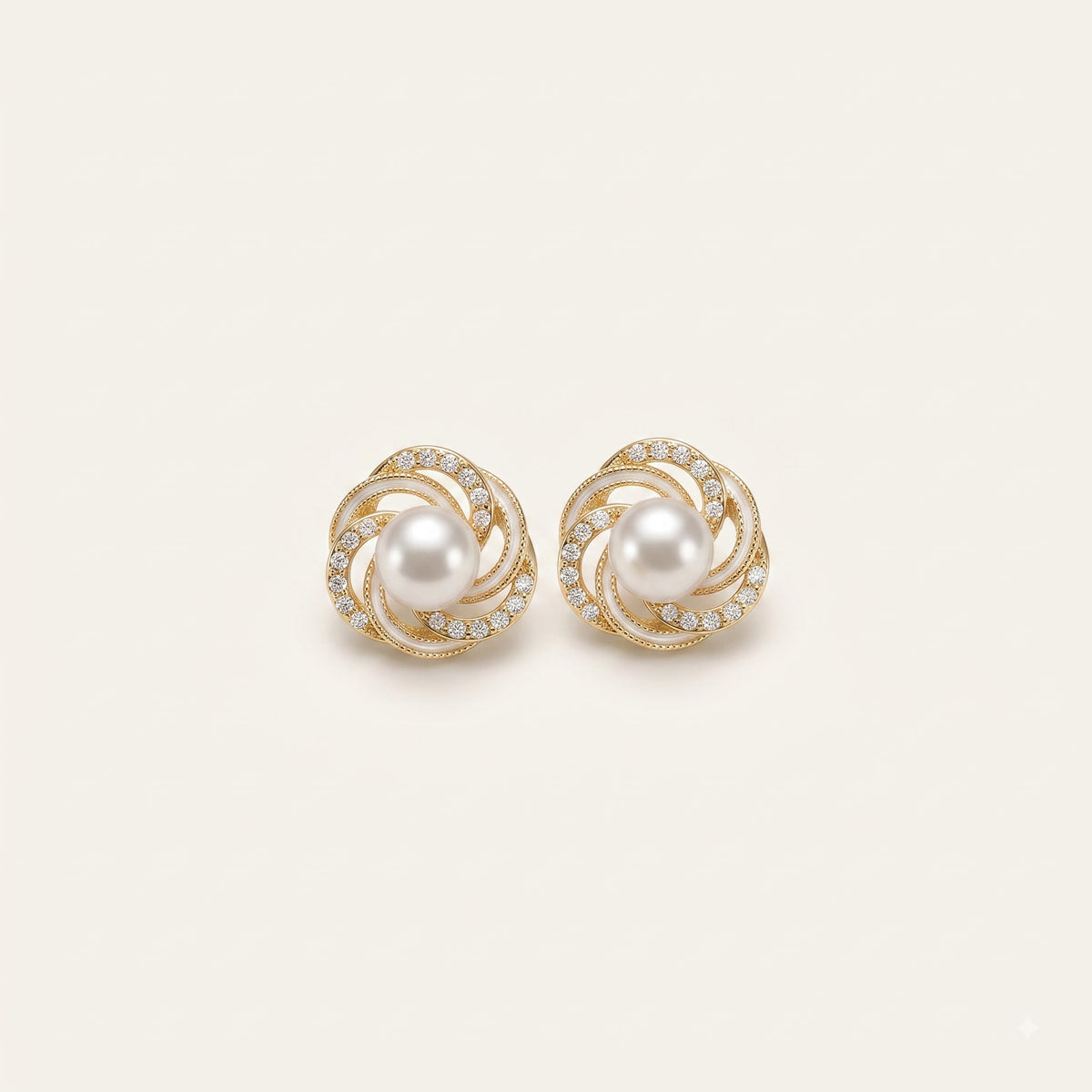 PearlTwirl – Crystal Swirl Stud Earrings