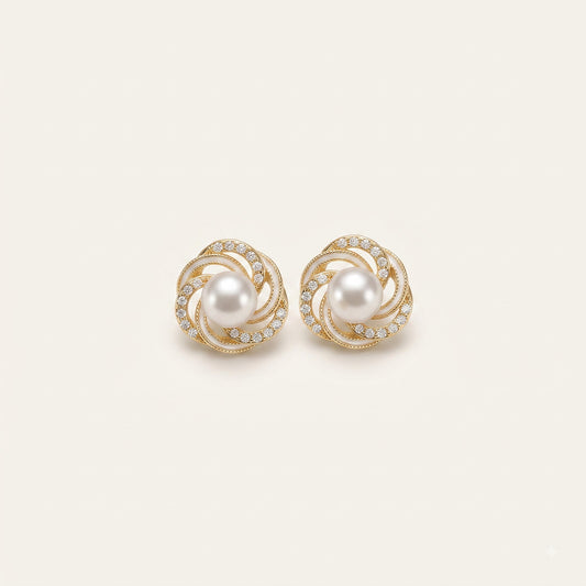 PearlTwirl – Crystal Swirl Stud Earrings
