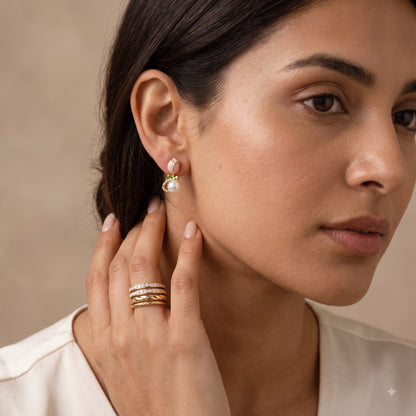 Roselle – Bud & Pearl Bloom Studs