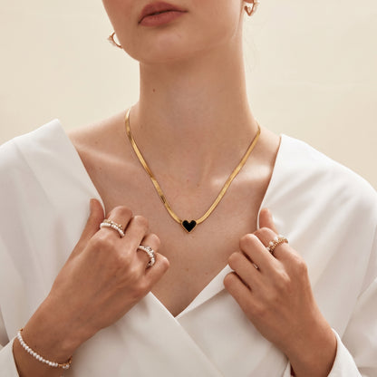 Edge of Love – Bold Black Heart Necklace