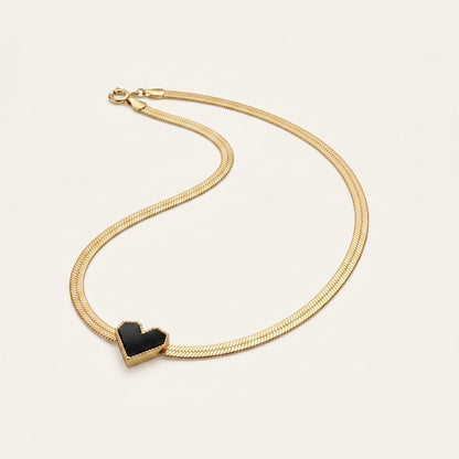 Edge of Love – Bold Black Heart Necklace
