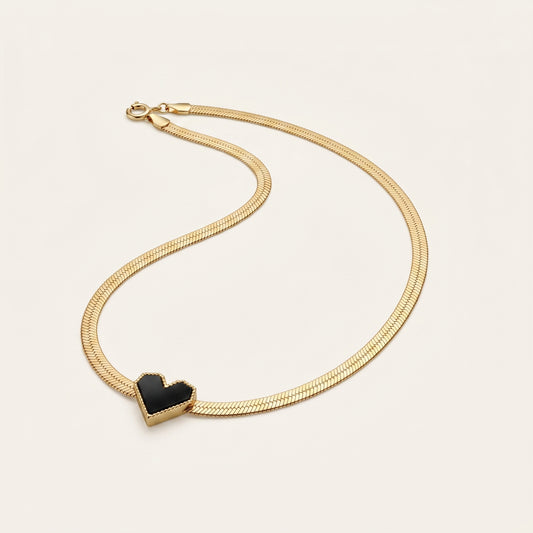 Edge of Love – Bold Black Heart Necklace