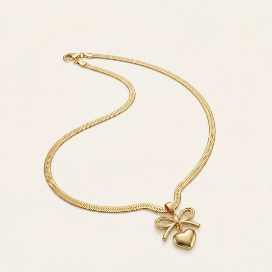 Hearted Bow – Charm Pendant Necklace