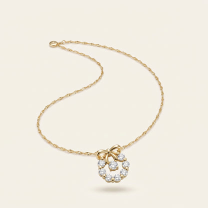 Golden Grace – Crystal Bow Circle Necklace