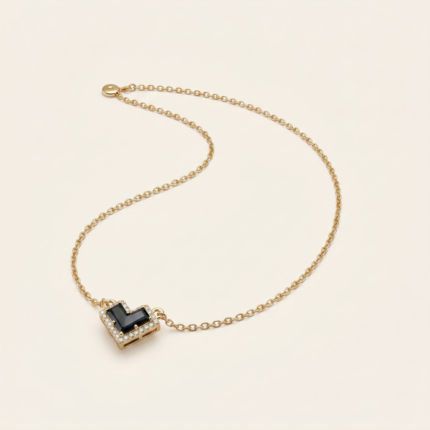 Black Whisper- Crystal Heart Necklace