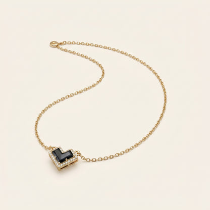 Black Whisper- Crystal Heart Necklace