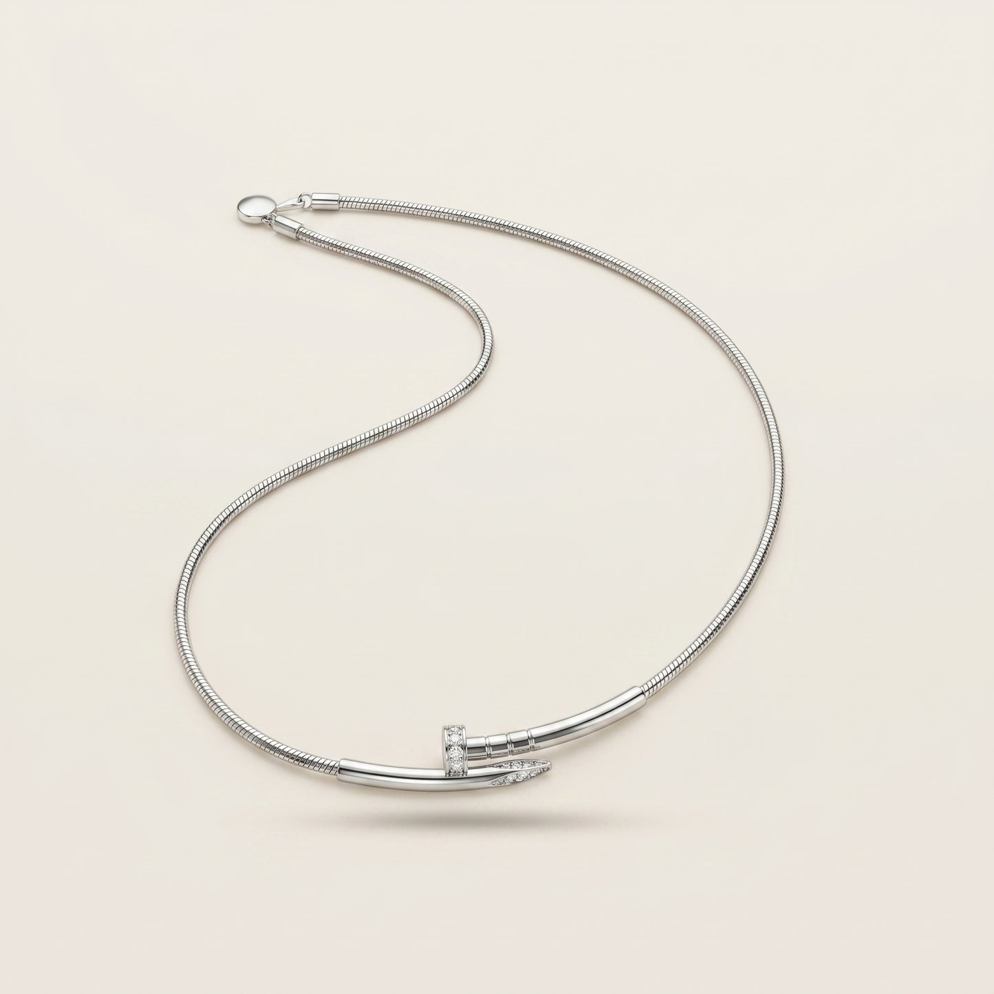 Silver Clasp – Minimal Nail Necklace