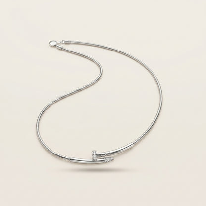 Silver Clasp – Minimal Nail Necklace