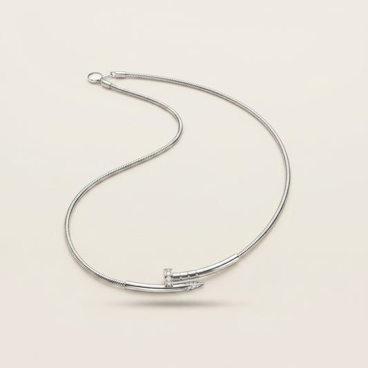 Silver Clasp – Minimal Nail Necklace