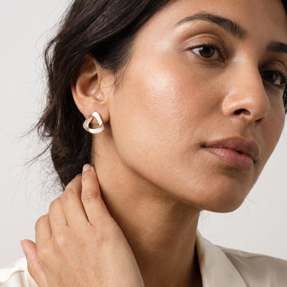 Ivory Gleam – Enamel Crystal Studs