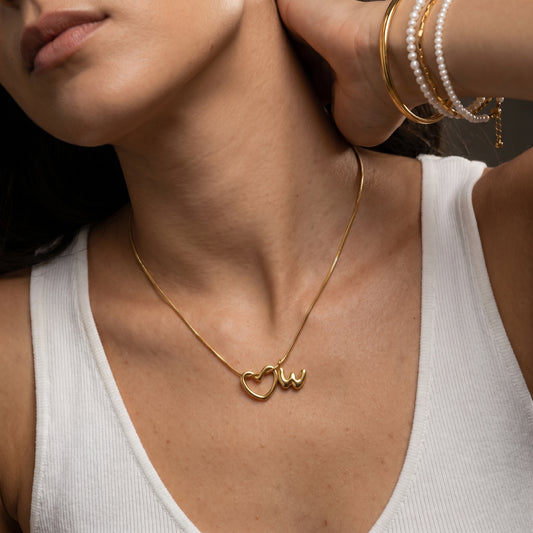 With Love – Heart Initial Necklace