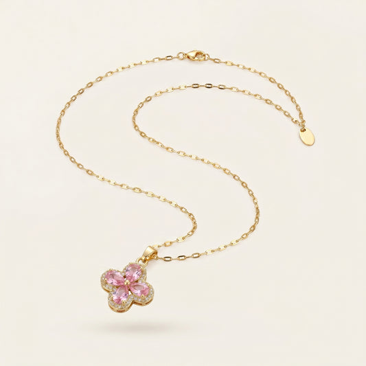 Blush Charm – Pink Floral Pendant Necklace